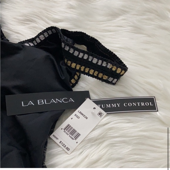 NWT La Blanca Black Slimming One Piece Swimsuit - Picture 6 of 10